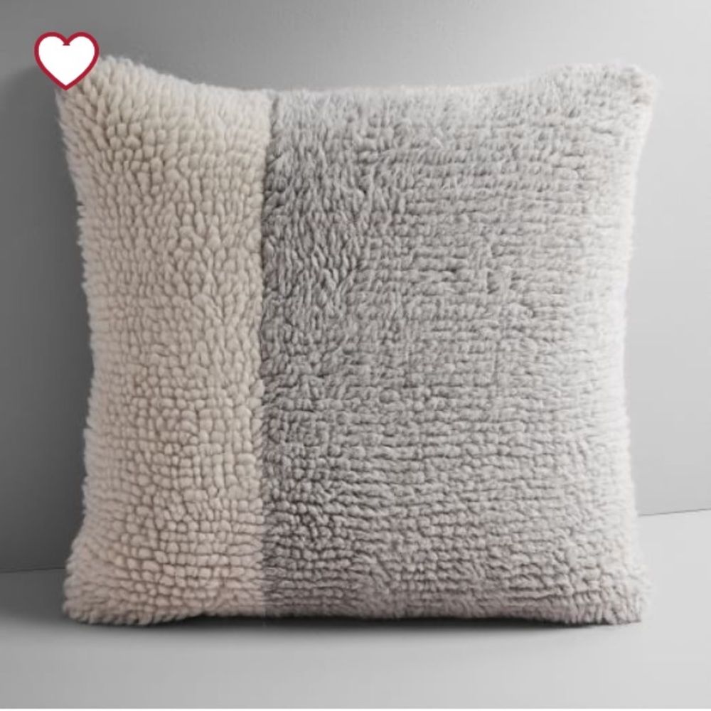 Two West Elm colorblock shag pillow/platinum 20x20
